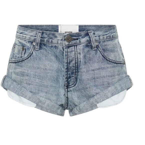 One Teaspoon SALTY DOG BANDITS LOW WAIST DENIM SHORTS BLUE Size 30 / Excellent - Picture 6 of 11